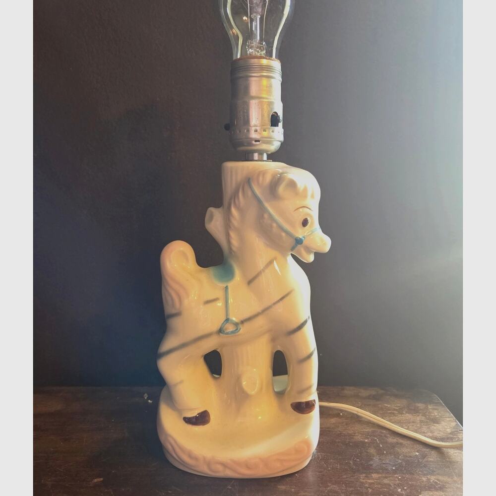 Vtg 1960's Shawnee Pottery Zebra Horse Nursery Lamp Works